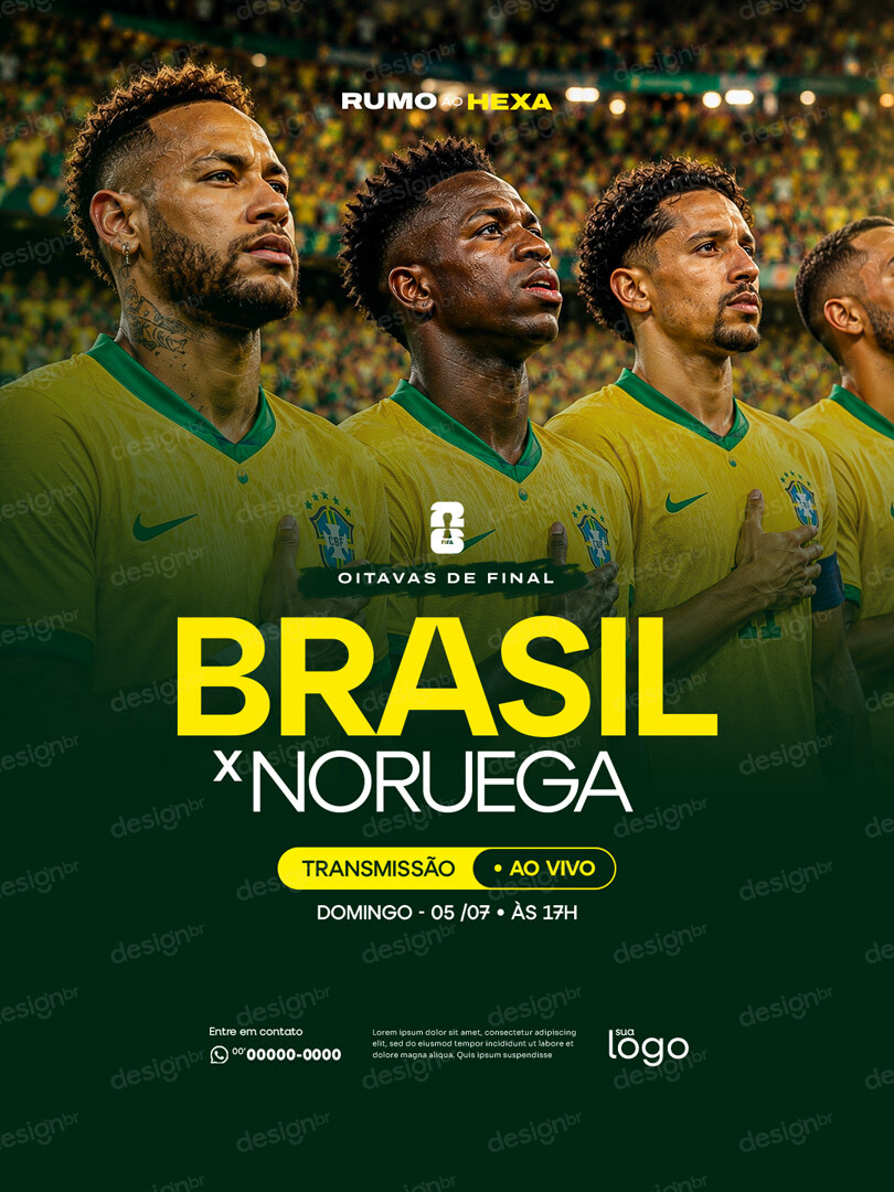 Transmissão Ao Vivo Copa do Mundo Oitavas de Final Brasil x Noruega Social Media PSD Editável Transmissão Ao Vivo Copa do Mundo Oitavas de Final Brasil x Noruega Social Media PSD Editável - Social Media - Copa Mundo;...