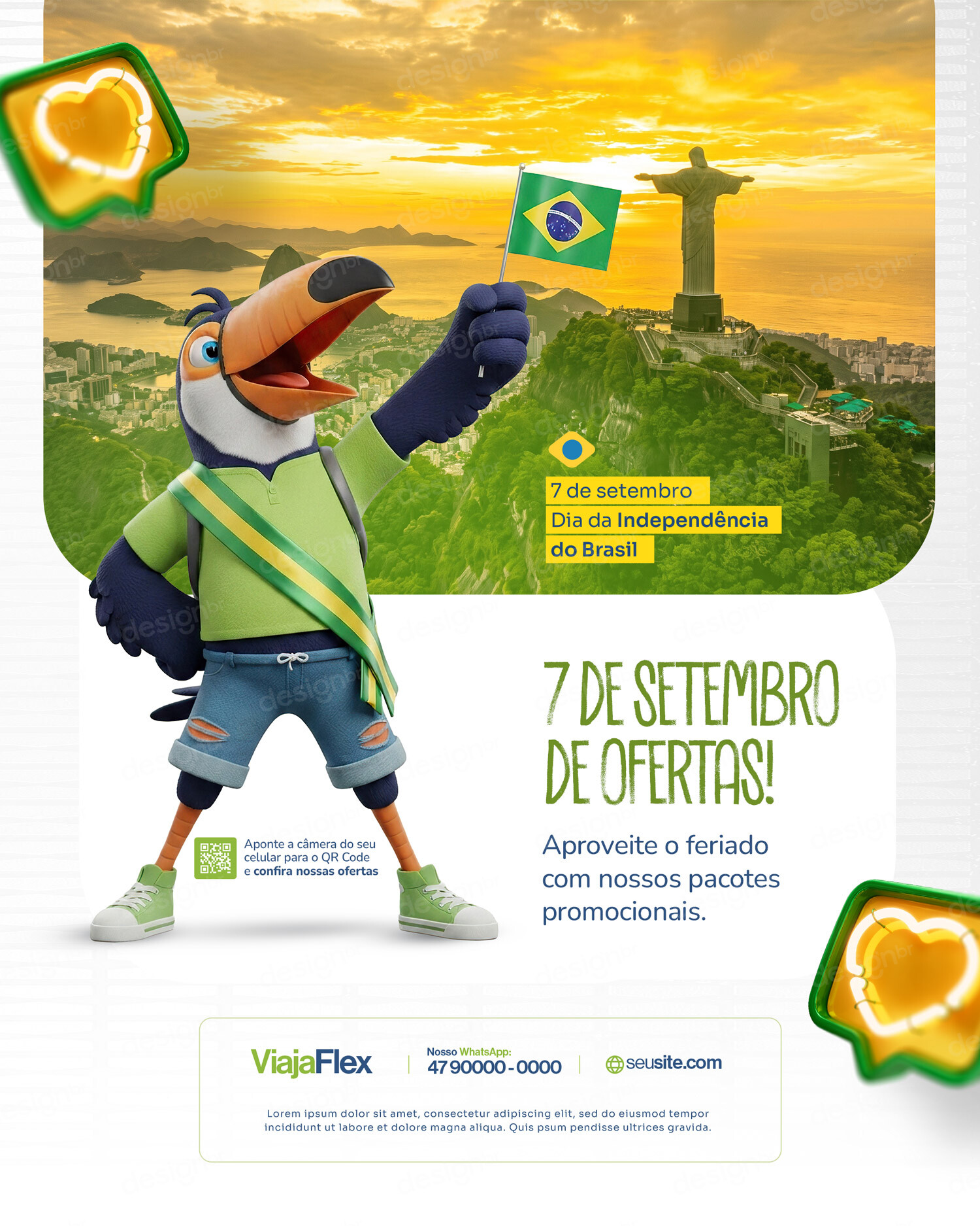 Dia da Independência do Brasil Agencia de Viagens Social Media PSD Editável Dia da Independência do Brasil Agencia de Viagens Social Media PSD Editável - Social Media - Agência Viagens; Viagem; Viag...