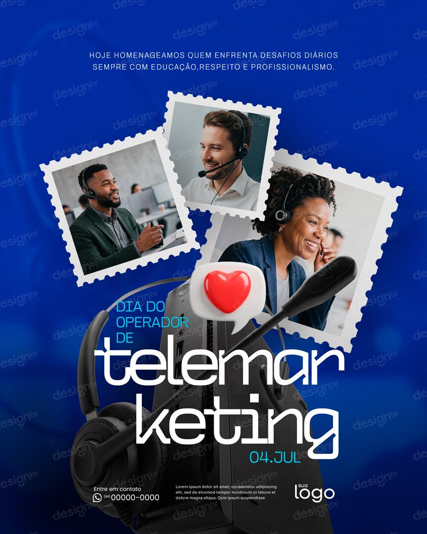 Feliz Dia do Operador Telemarketing 04 de Julho Social Media PSD Editável Feliz Dia do Operador Telemarketing 04 de Julho Social Media PSD Editável - Social Media - Operador Telemarketing; Profiss...