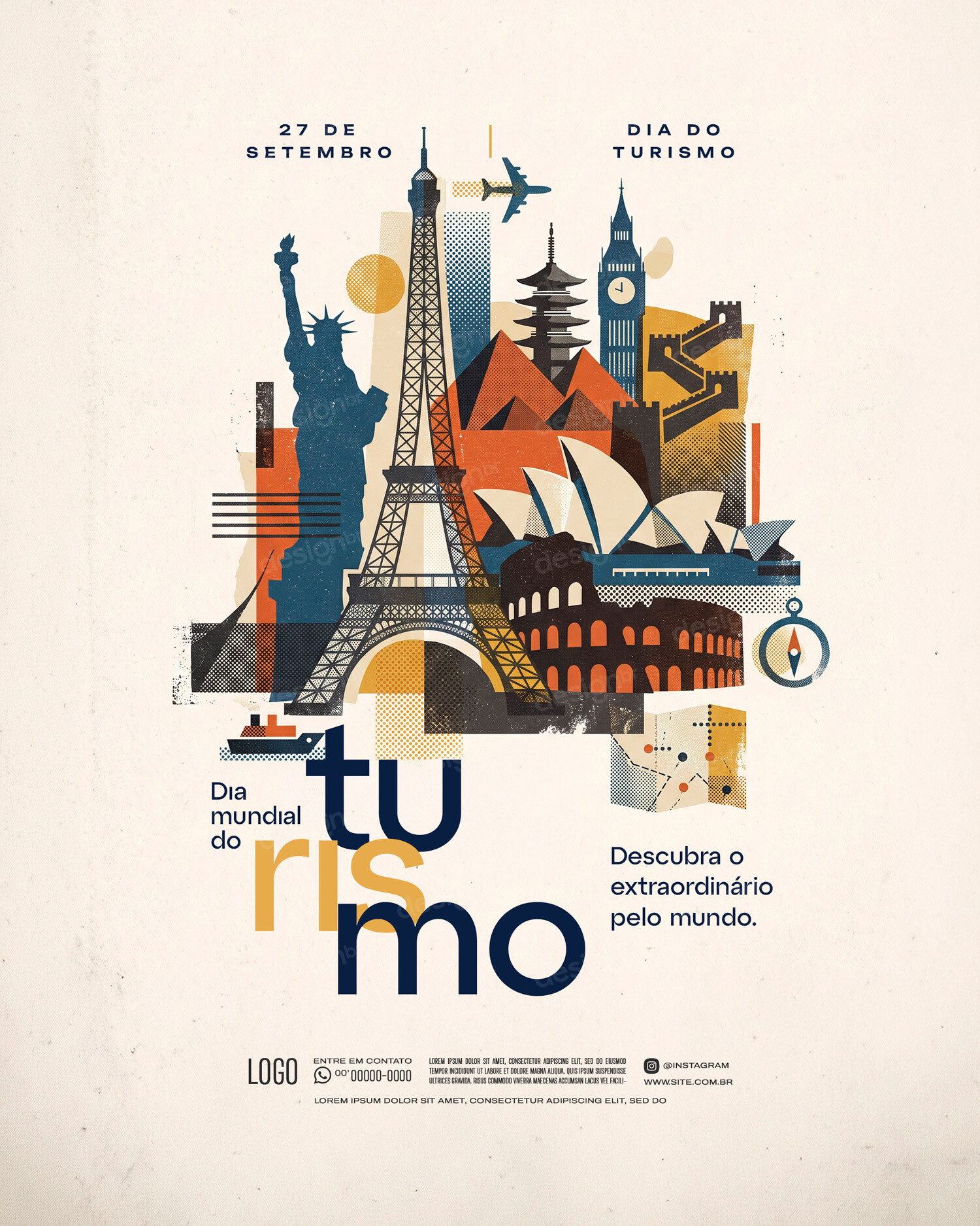 Dia Mundial do Turismo 27 de Setembro Social Media PSD Editável Dia Mundial do Turismo 27 de Setembro Social Media PSD Editável - Social Media - Dia Turismo; Turista; Travel; Viajante; V...