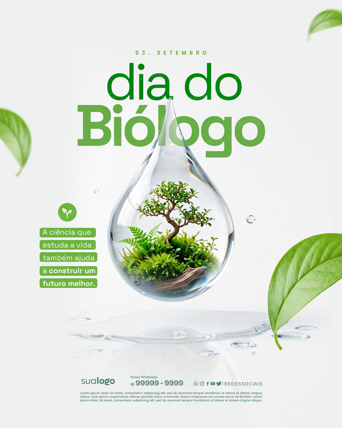 Feliz Dia do Biólogo 03 de Setembro Social Media PSD Editável Feliz Dia do Biólogo 03 de Setembro Social Media PSD Editável - Coleção - Dia Biólogo; Biologia; Ciência Vida; Natureza; ...