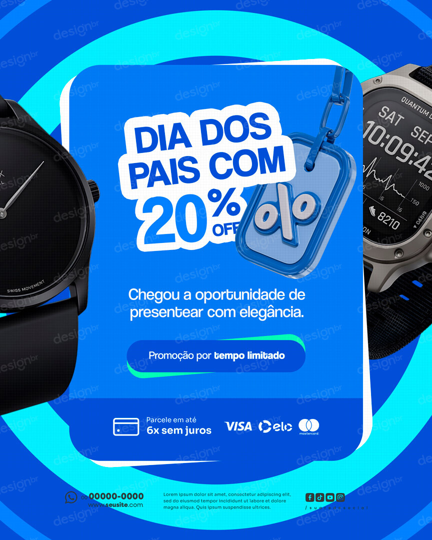 Ofera Dia dos Pais Relojoaria Promoção de Relógios Social Media PSD Editável Ofera Dia dos Pais Relojoaria Promoção de Relógios Social Media PSD Editável - Coleção - Ofeta Pais; Relojoaria; Relógio; ...