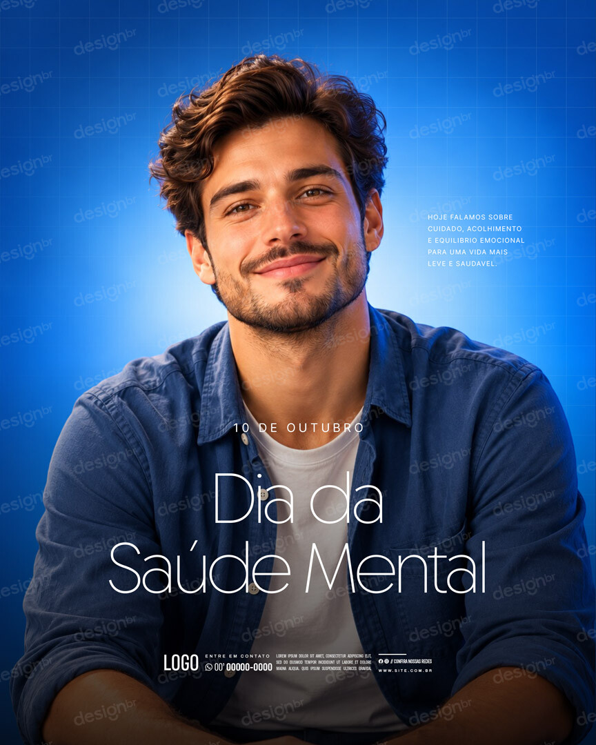 Dia Mundial da Saúde Mental 10 de Outubro Social Media PSD Editável Dia Mundial da Saúde Mental 10 de Outubro Social Media PSD Editável - Social Media - Saúde Mental; Mente Saudável; Conscie...