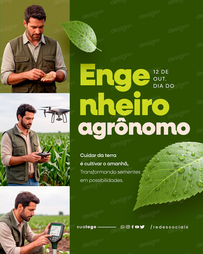Dia do Engenheiro Agrônomo 12 de Outubro PSD Editável Dia do Engenheiro Agrônomo 12 de Outubro PSD Editável - Social Media - Dia Agrônomo; Agronomia; Agricultura; Agro; Pec...
